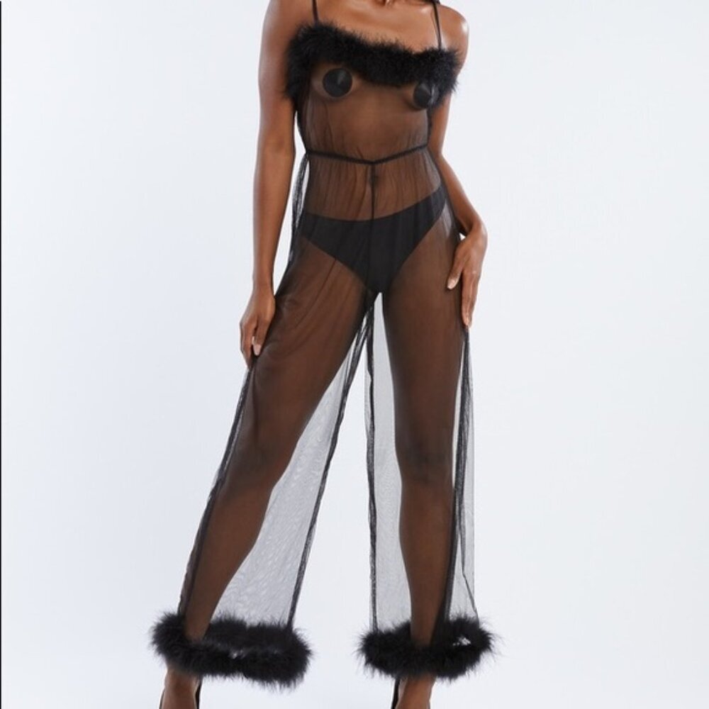 Savage x Fenty by Rihanna Sheer Marabou Jumpsuit